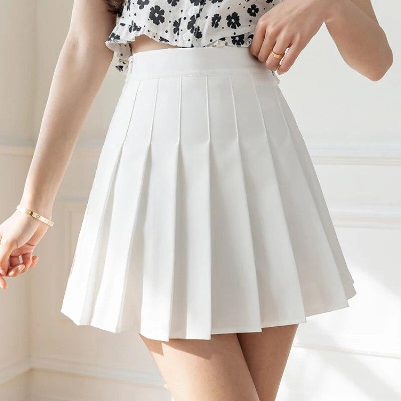 Women Pleated Skirts Summer High Waist Zipper Girls Dancing JK Mini Skirts Black Fashion Student A Line Faldas