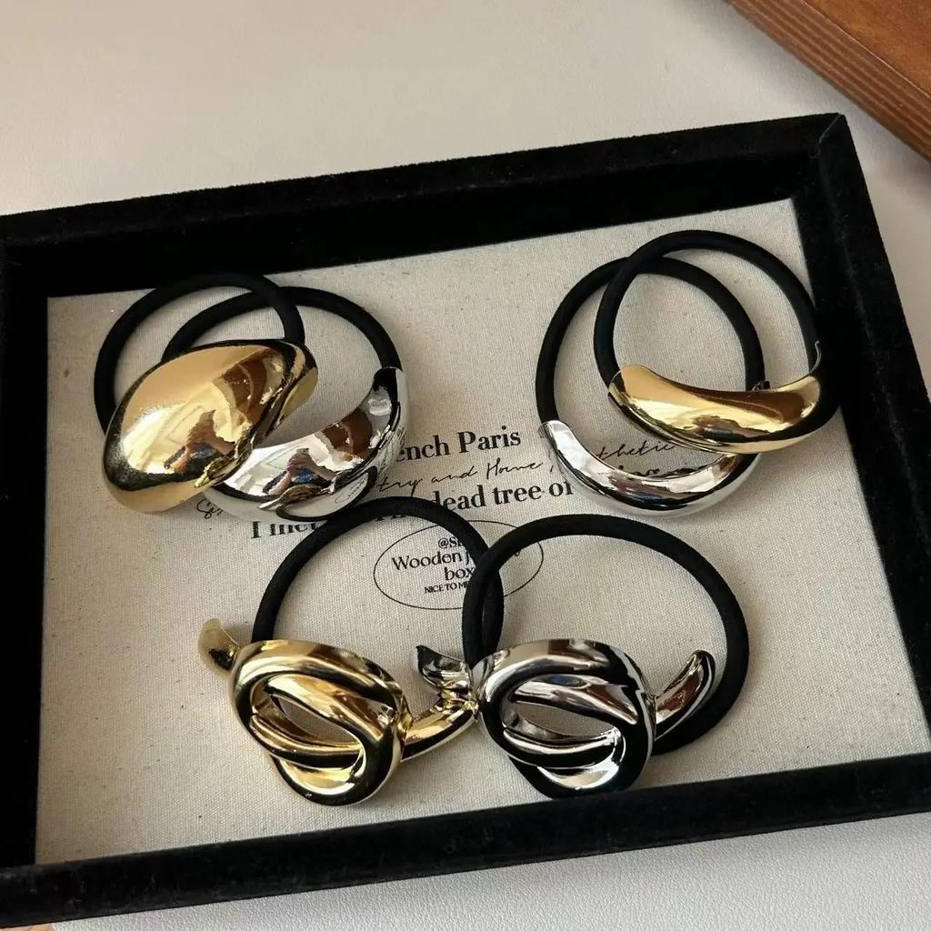 New Metal Irregular Golden Color Hair Bands Elastic Fashion Scrunchies Hair Rope Headbands Women Girls Hair Accessories