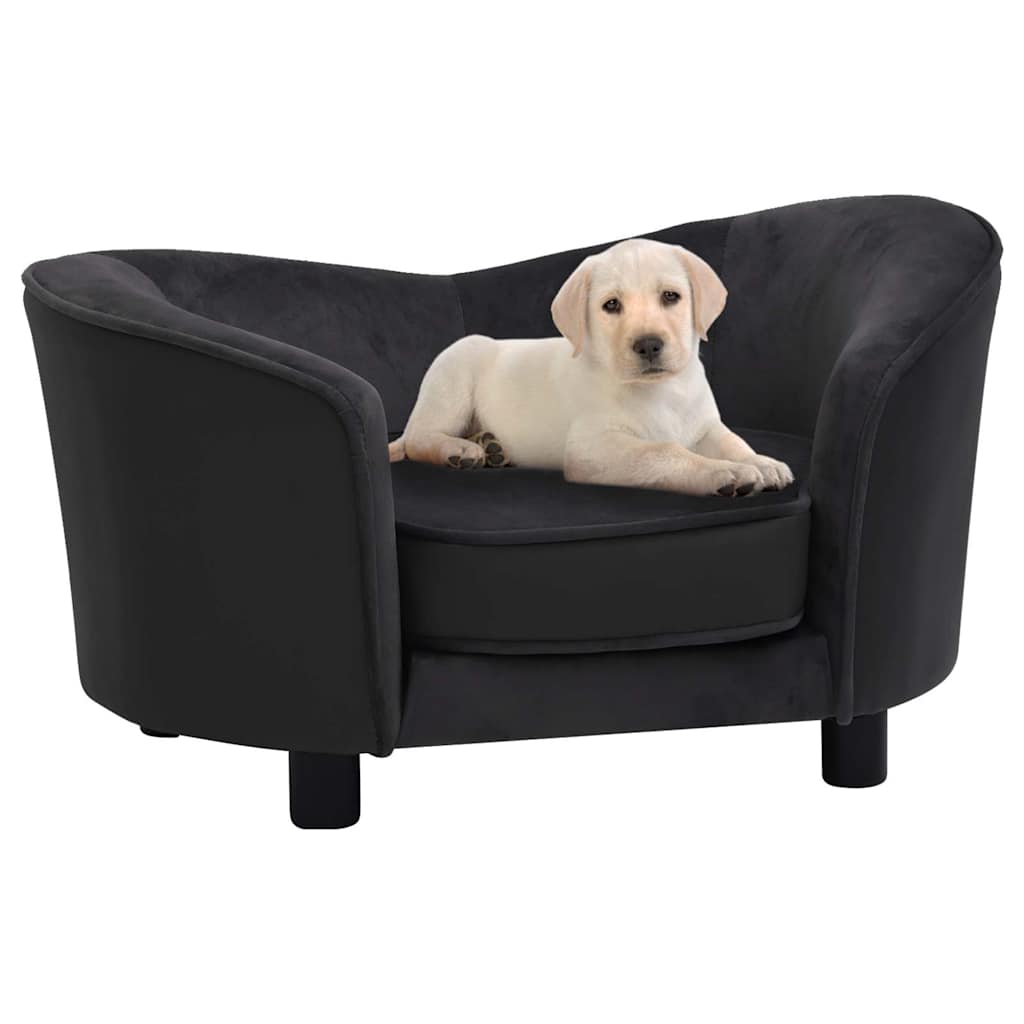 Pet Sofa In Black 69 X 49 X 40 Cm Plush and Faux Leather