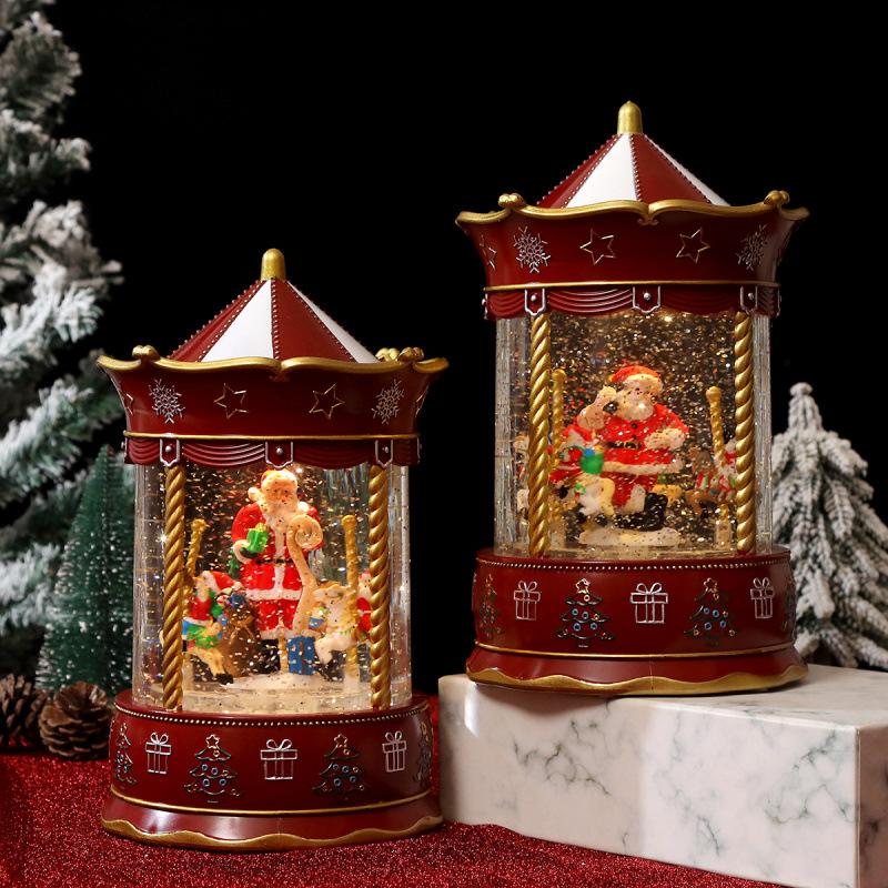 Christmas decorations carousel ornaments with music falling snow glowing water-filled ornaments music box gifts