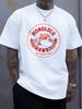 Unisex Black Tee Honolulu Hawaii Est 1850 Dolphin Wreath Circle Logo Retro Print Crew Neck Loose Casual Male Short Sleeve Tops