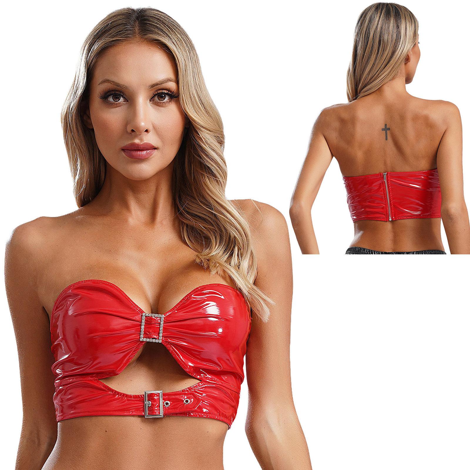 

Женские ажурные металлические PU бюстгальтеры топы бюстье нижнее белье костюм для ролевых игр музыкальный фестиваль рейв-вечеринка клубная одежда в стиле панк S красный