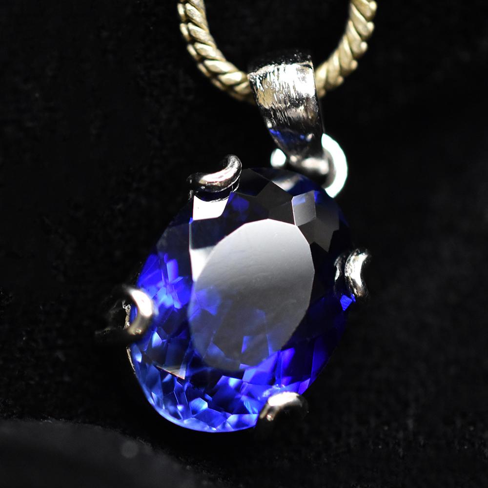 CERTIFIED Oval Blue Tanzanite 20Ct 925 Sterling Silver Natural Pendant Free Gift
