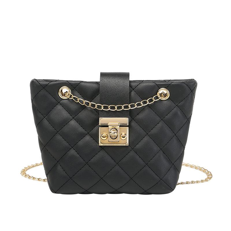 Ladies Bag Fashionable and Versatile Minimalist Bucket Bag Embroidered Printed Lock Buckle Crossbody Bag
