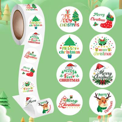 100-500pcs Merry Christmas Stickers 1 Inch Round Christmas Tags Lables For Gift Baking Package Decor Stationery Stickers