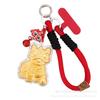 24K Gold Lion Dance Lucky Lanyard Keyring Ornament