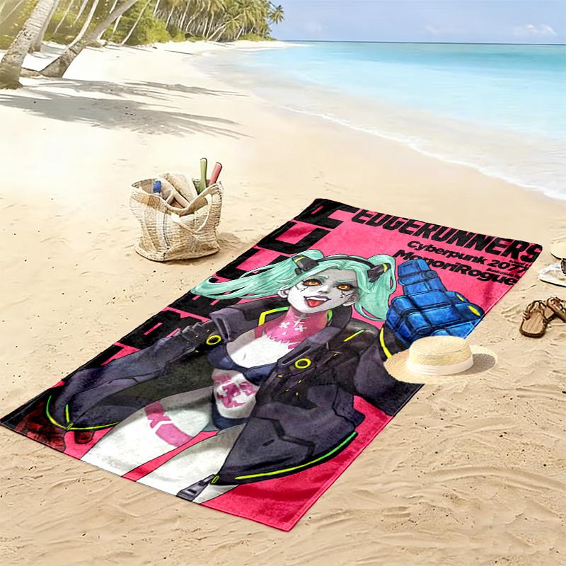 Cyberpunk Rebecca 2D Flat Print Beach Towel, Large Soft Quick Dry Towel for Beach Camping Swimming.MSTJ0918579