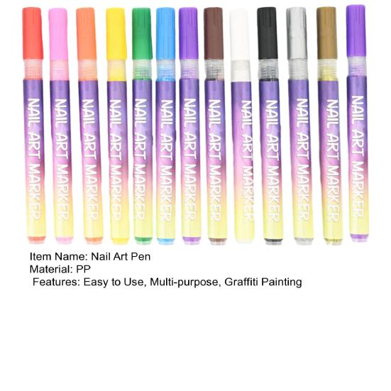 1/13Pcs Nail Art Pens 3D Quick Dry 0.5MM DIY Gel Nail Art Acrylic Paint Markers Nail