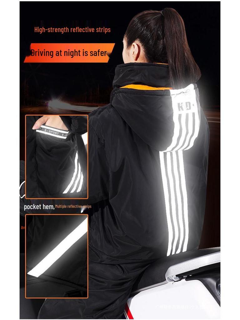 Women's 40° Winter Cycling Suit - Electric Vehicle Style, Northeast Cold-Proof, Below Zero Windproof Quilted One-Piece Windbreaker