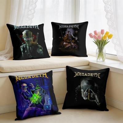 MMegadeths Heavy Metal Band Cushion Cover Square Short Plush Pillow Case Living Room Sofa Home Decor Funda X