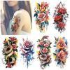 MAYCREATE® 6 Sheets Watercolor Rose Temporary Tattoos For Women Arm Girls Adults, Water Color Peony Flower Tattoo Sticker, Bulk Temp Fake Long Lasti