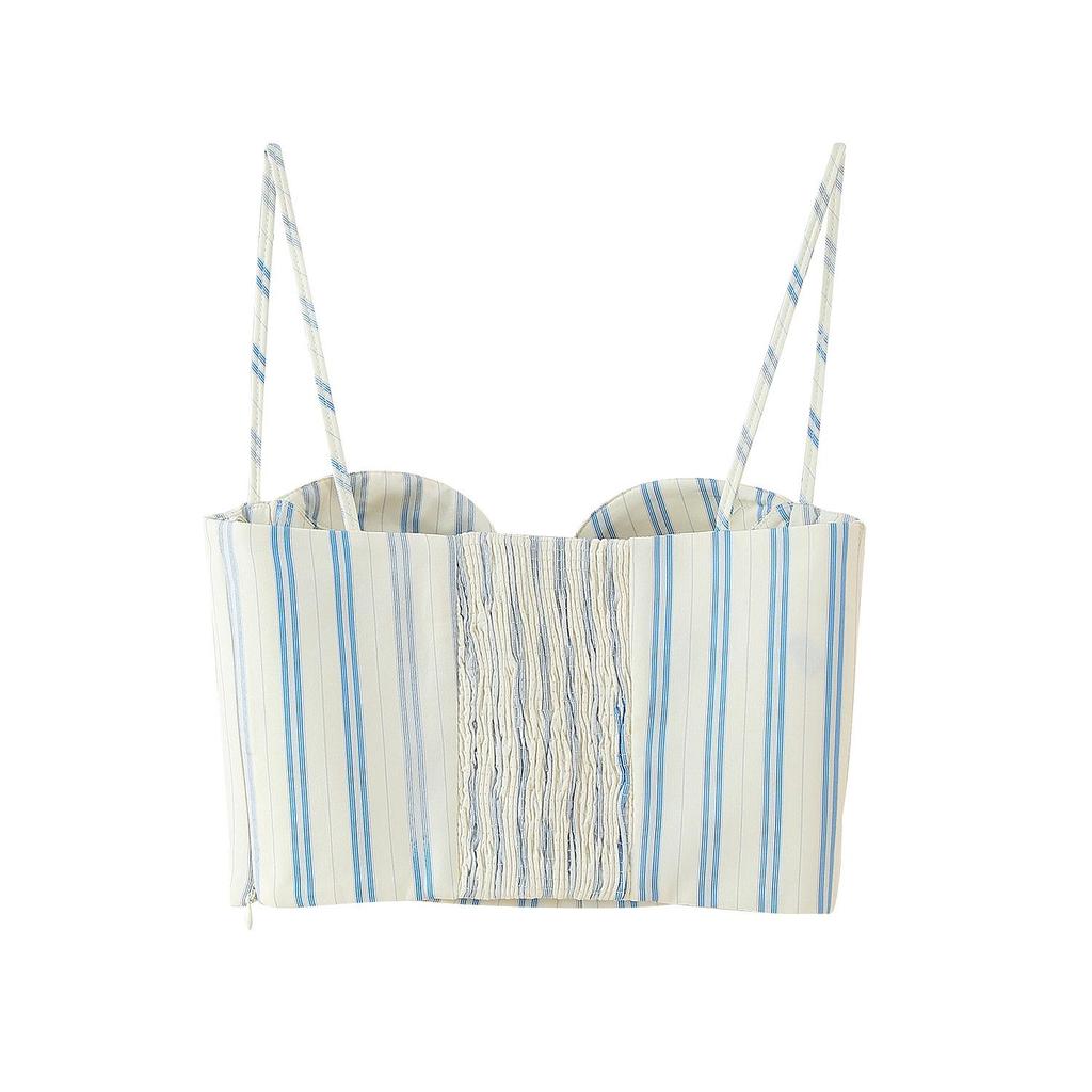 European & American Women's Off-the-Shoulder Striped Bandeau Top + Skirt Set - Sexy, Trendy, Hot Seller