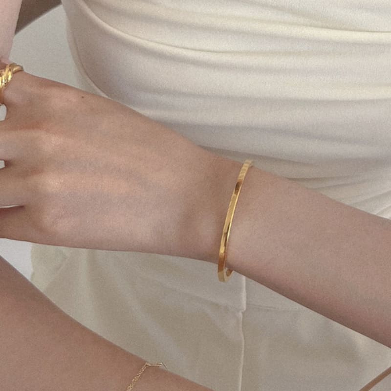 youngglow silver925 plain bangle bracelet (2color)