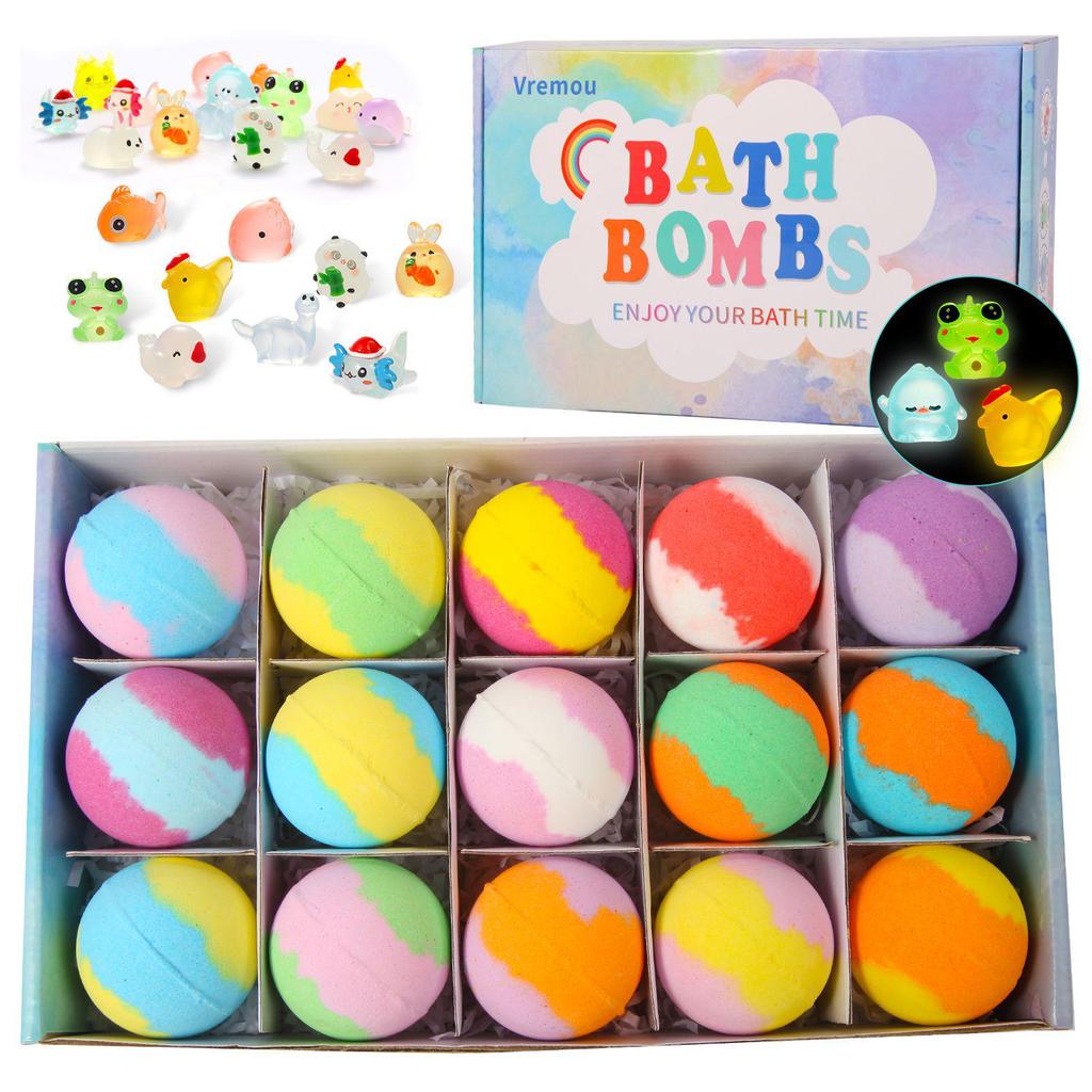 Glow-in-the-Dark Kids Bath Bomb Set with Surprise Toy - Perfect Christmas Gift for Boys and Girls