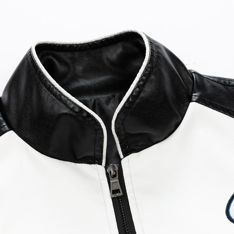 New American PU Motorcycle Printed Leather Jacket Men's Spring and Autumn Pilot Men's Jacket Letters