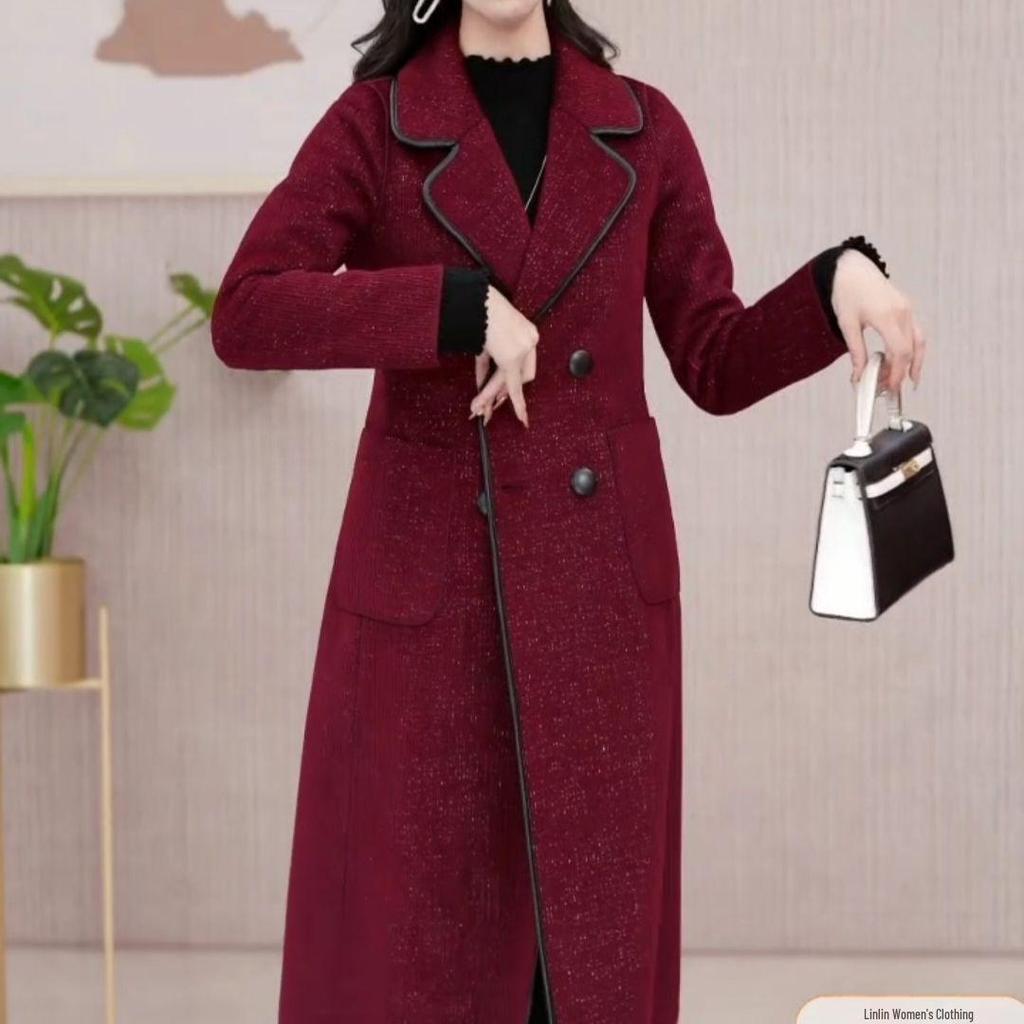 Women's Autumn/Winter 2025 Woolen Coat with Plush Velvet Lining - Slimming and Stylish