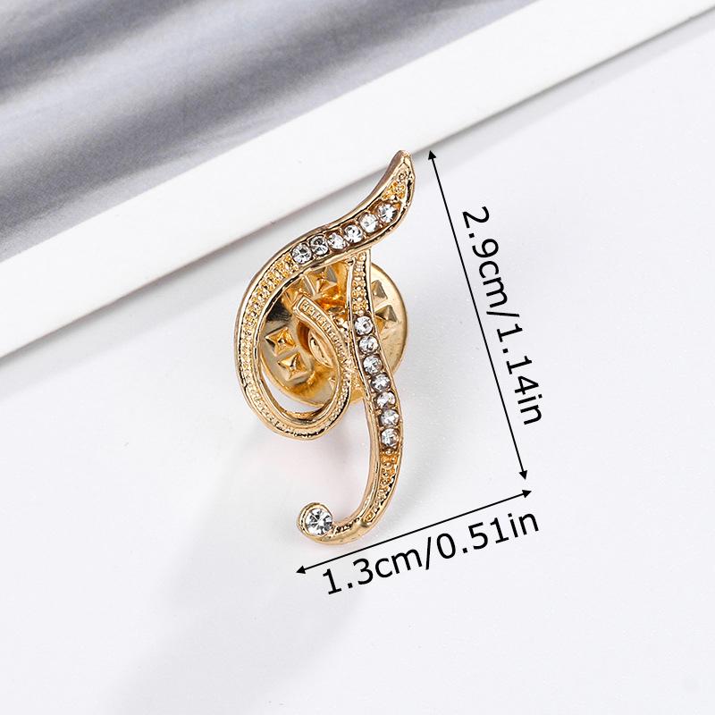 1PC Rhinestones Clothing Accessories Shirts Badge Gifts Lapel Pin Party Women's Brooches Dinner Letter Brooch Dress European A-Z