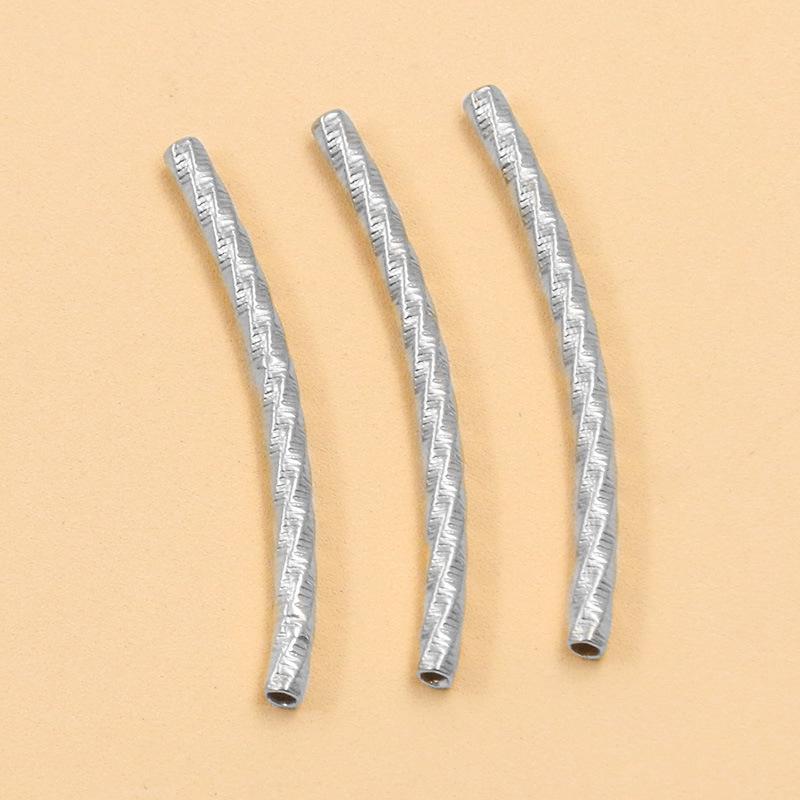 2-Color Stainless Steel Embossed Bent Tube Sleeves for DIY Jewelry
