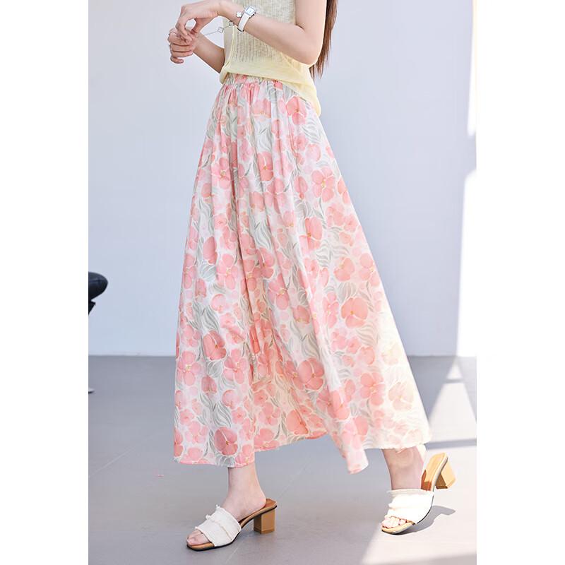 VICTORIA&VERA Monet Water Lily Print A-Line Midi Skirt