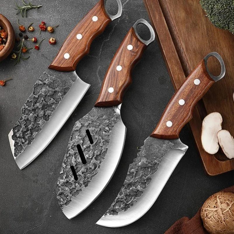 Utility Knife Slicing Meat Fruit Fish Knife Chef Cleaver Chop Vegetables Kitchen Knives Hand Forge Blade Boning Butcher Knife