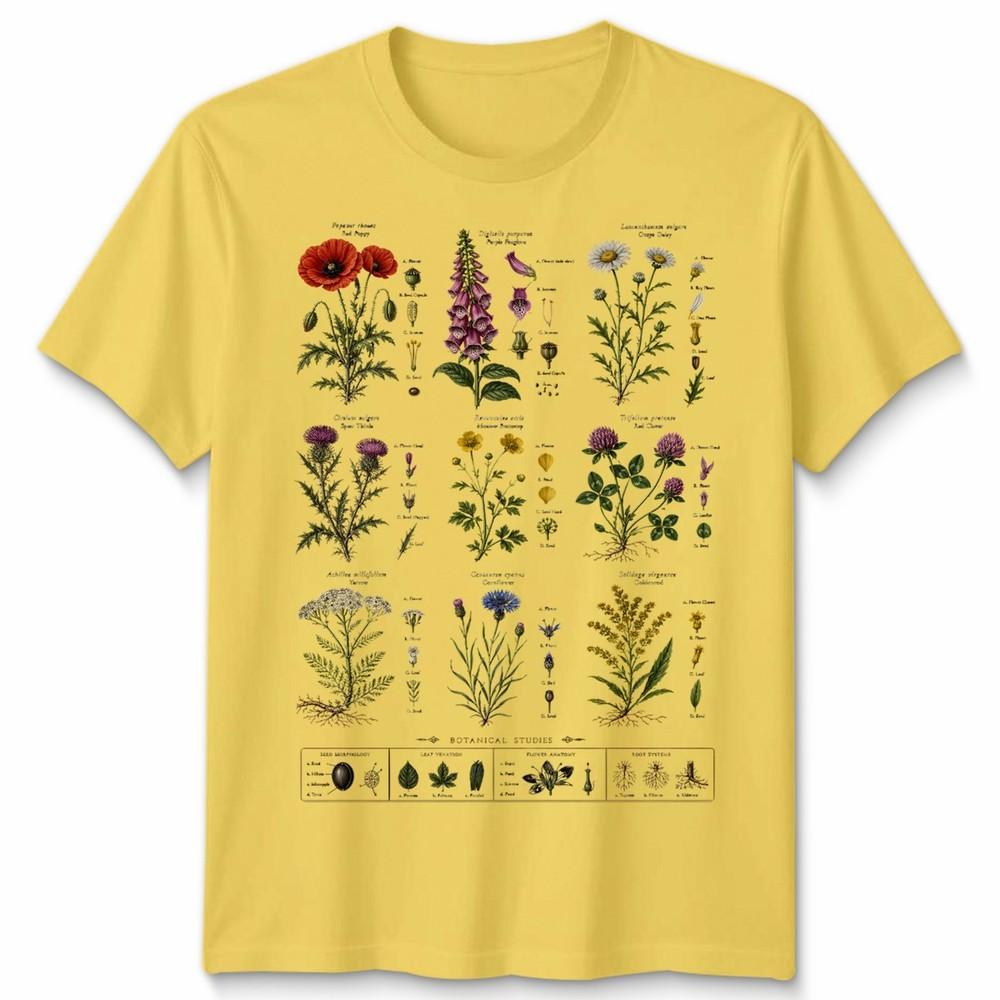 T-shirt Unisex Variazioni Floreali Fiori Selvatici Britannici Grafica Retro Cool