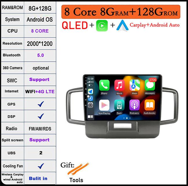 9 lnch For Honda Freed 1 2008-2016 Android 14 QLED/Screen Car Radio Multimedia Video Players CarPlay Carplay