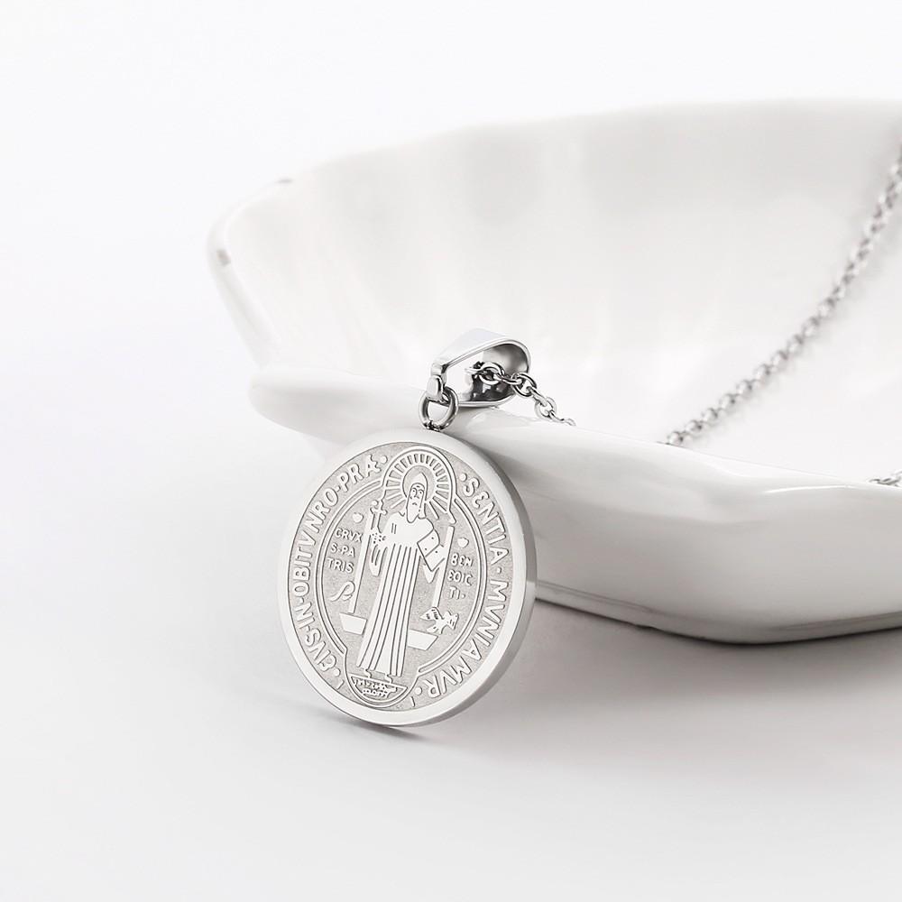 Trendy Brand Priest Faith Circle Brand Pendant Jewelry Men's Titanium Steel Necklace Women