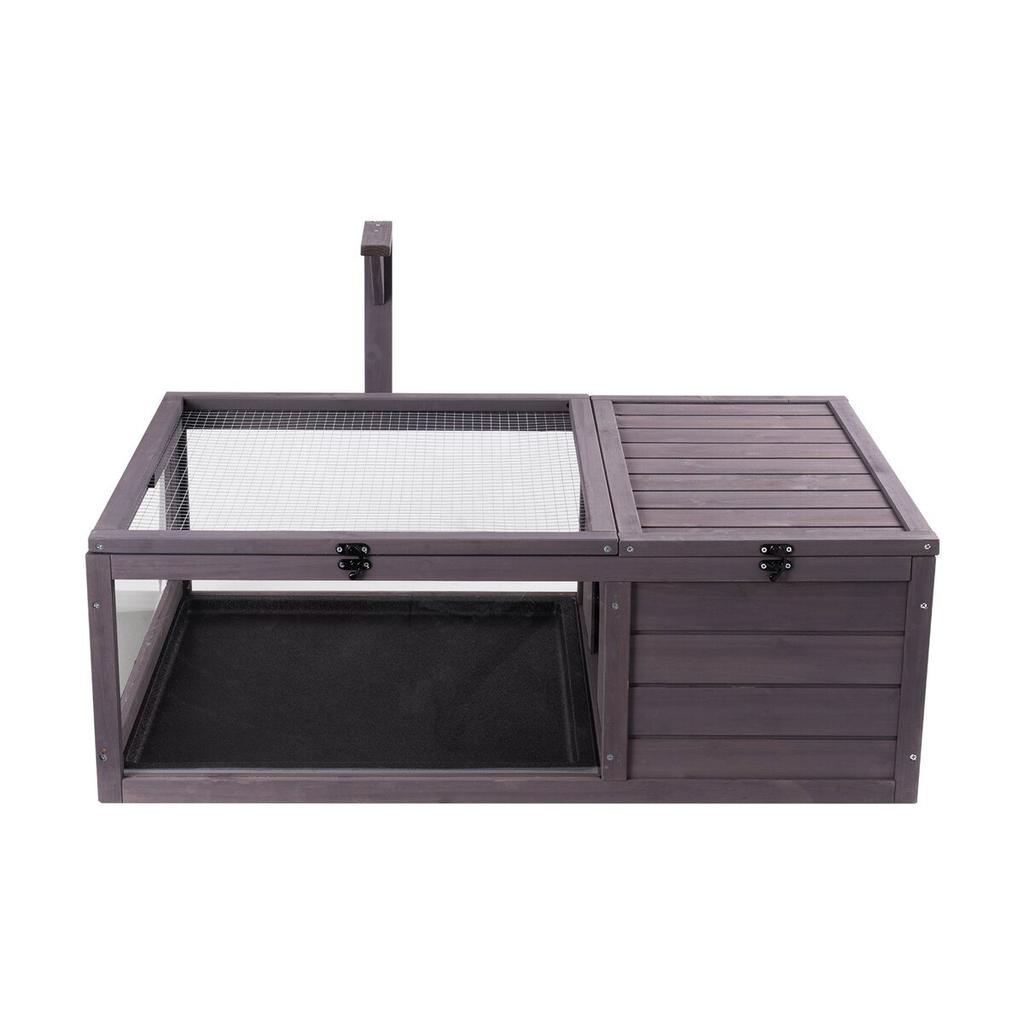 Habitat Tortue Maison Tortue en Bois Intérieur & Extérieur 2 Pièces 38x24x13in