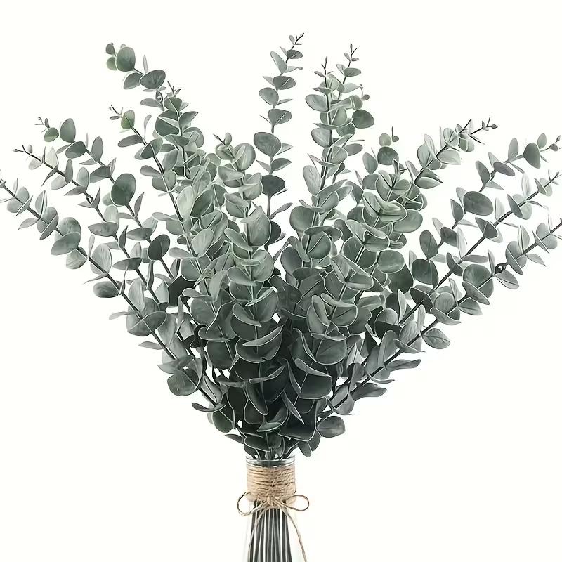 20pcs Artificial Plants Eucalyptus Leaves, Green Leaf Branches for Home Party Garden Wedding Valentine's Day Decoration Flowers