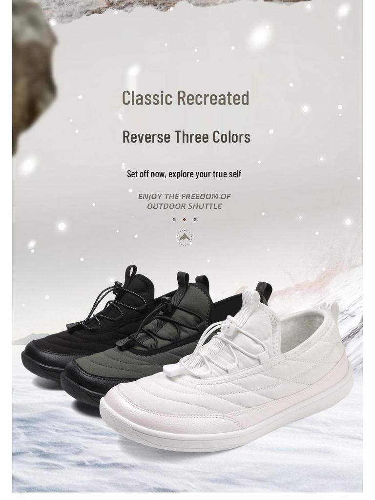 Size 50 Plus Size Winter Casual Couples' Fleece-lined Cotton Shoes - Warm, Thick, Lightweight, Non-slip Snow Slippers.