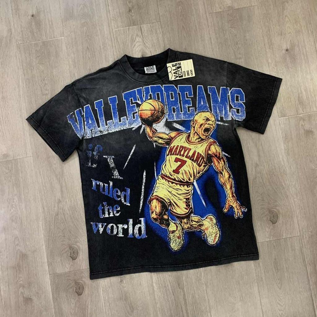 DRIPX T-shirt da uomo a maniche corte, 100% cotone, morbida, comoda e casual, vestibilità larga streetwear, modello a fantasia 'Valley Pattern 1'