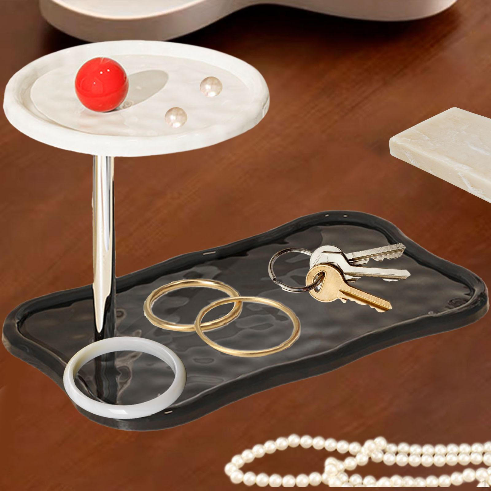 

2-х уровневый поднос для ювелирных изделий, многофункциональный декоративный держатель для парфюма, настольный держатель для дня рождения Black Base