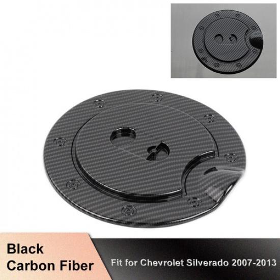 Carbon Gas Cap Door Fuel Tank Cover Panel Trim For Chevy Silverado Sierra 07-13