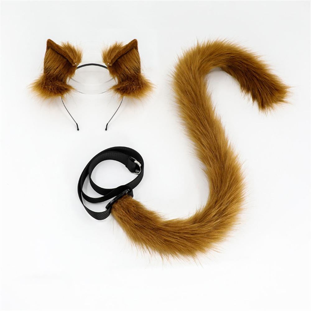 2 stuks/set Pluche Kattenoren Staart Set Realistisch Lolita Hoofdband Kattenstaart Cosplay Accessoires Handgemaakte Simulatie Dierenoortjes ear and tail