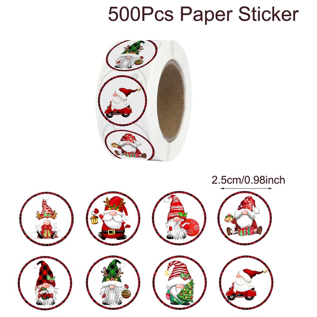 500pcs Merry Christmas Stickers Round Stickers Christmas Tag for Envelope Sealing Gift Decor Shop Product Packaging Stickers