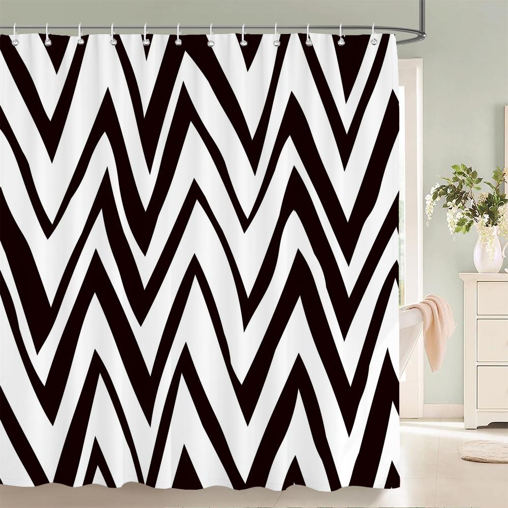 1 Pcs Simple Patterned Polyester Shower Curtain Waterproof Fabric, Thickened Mildew Polyester Bathroom Partition Curtain