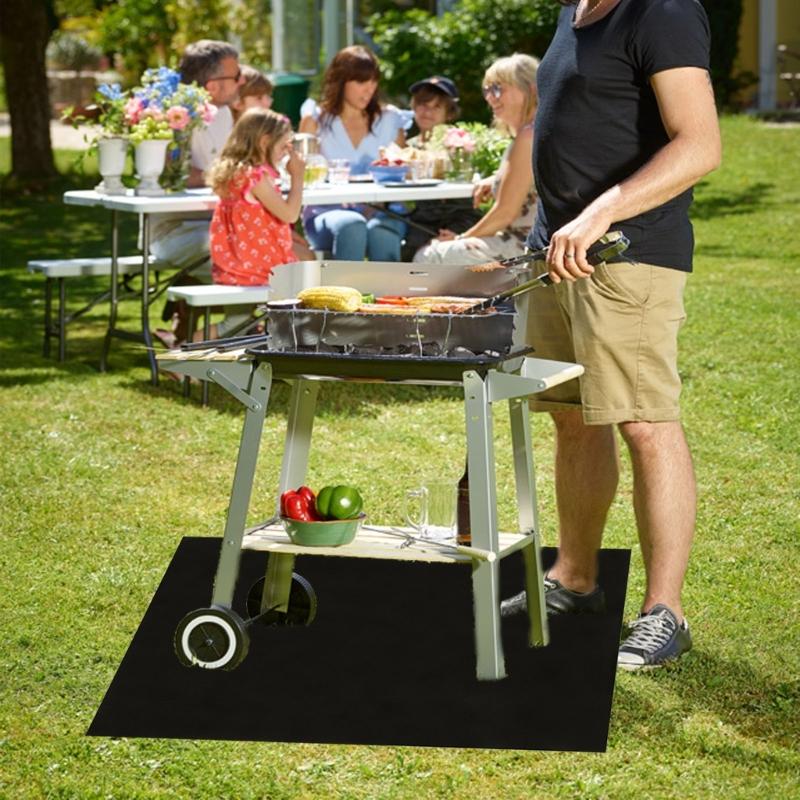 Extra Große Feuerfeste Terrassenschützer für BBQ-Grillen Wasserdichte Doppelseitige Grillmatte Übergröße Feuerfeste Matte