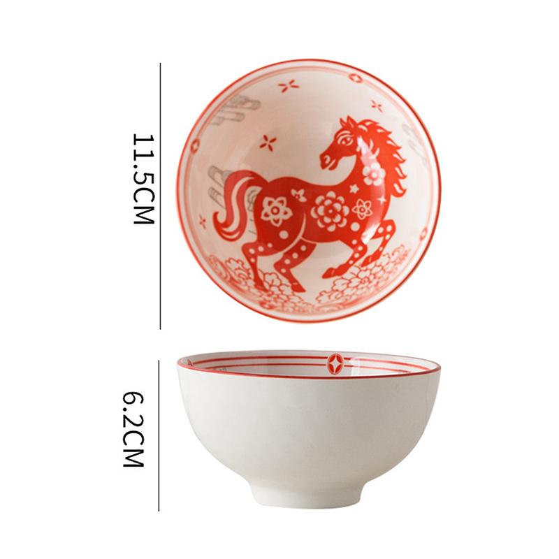 Dárková sada keramických misek a hůlek - Rok koně - Suvenýr k novoročnímu dárku