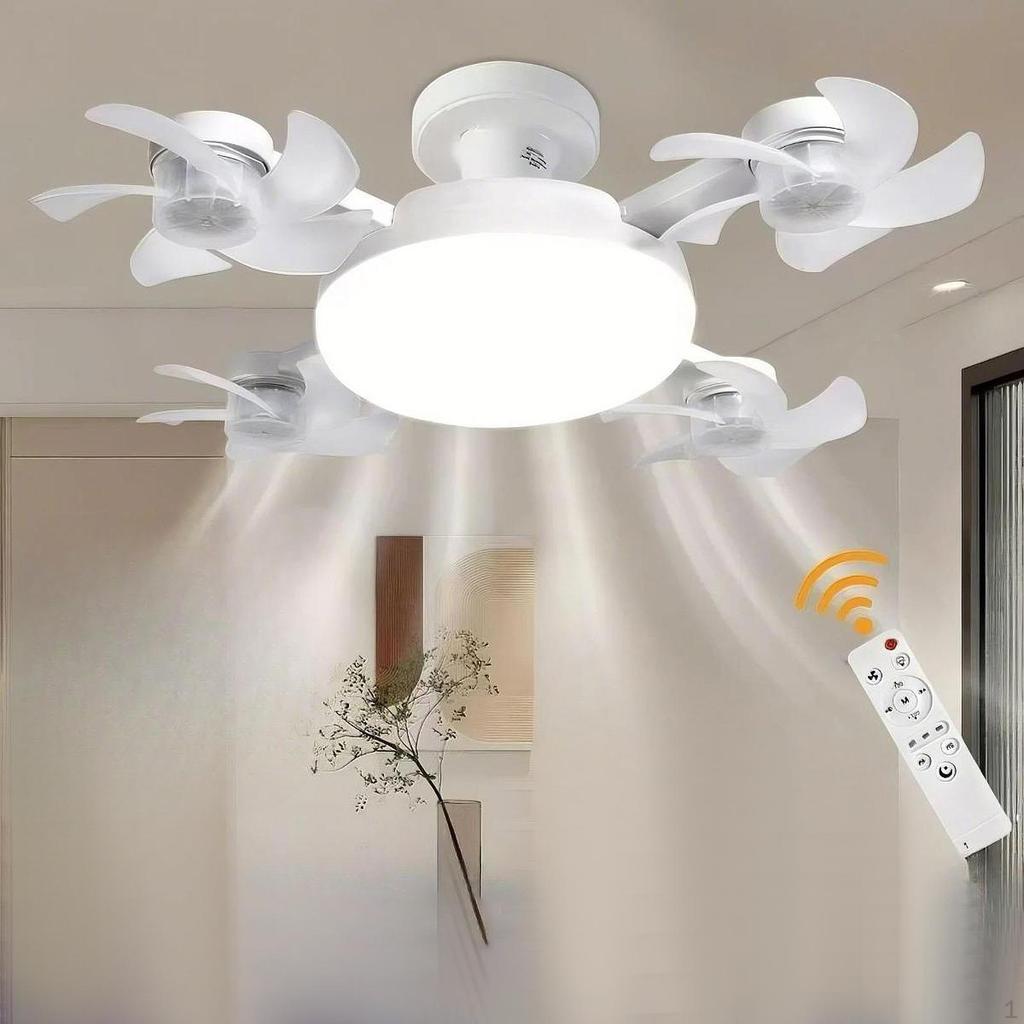 Ceiling Fan Light Dimmable Remote Control Adjustable Wind E27 Socket Pendant Lamp for Living