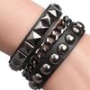 Gothic Black PU Bracelet for Women Men Hip Hop Rock Chain Rivet Multi Layered Bracelet Trend Retro Gothic Jewelry Gifts