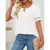 Summer Casual Women Loose Fit V Neck Short Sleeve Blouse Solid Color Tops Shirts
