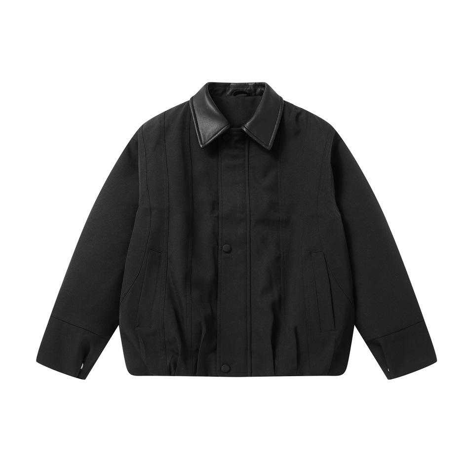 Men's Winter Lapel Workwear Jacket - Deconstructed Patchwork Cotton, Loose Fit