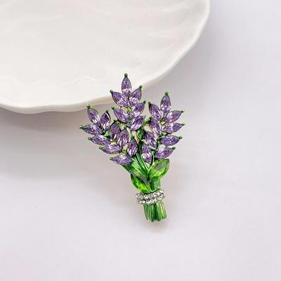 Premium Luxury Gold Crystal Lavender Brooch Autumn Winter Fashion Collar Pin For Shiny Ladies Dress Style Jewelry