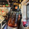 1.5/2 Liter Water Bottle Portable Plastic Sports Bottle With Straw Strap Large Tumbler Gym Travel Juice Drinking Bottle BPA Free