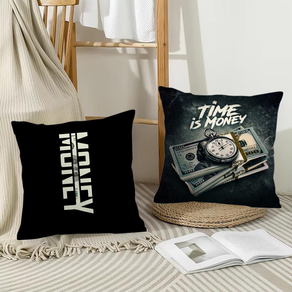 Funny Time Is Money Cushion Cover Short Plush Double-Sided Printing Home Machine Washable In Warm Winter Pillow Cover