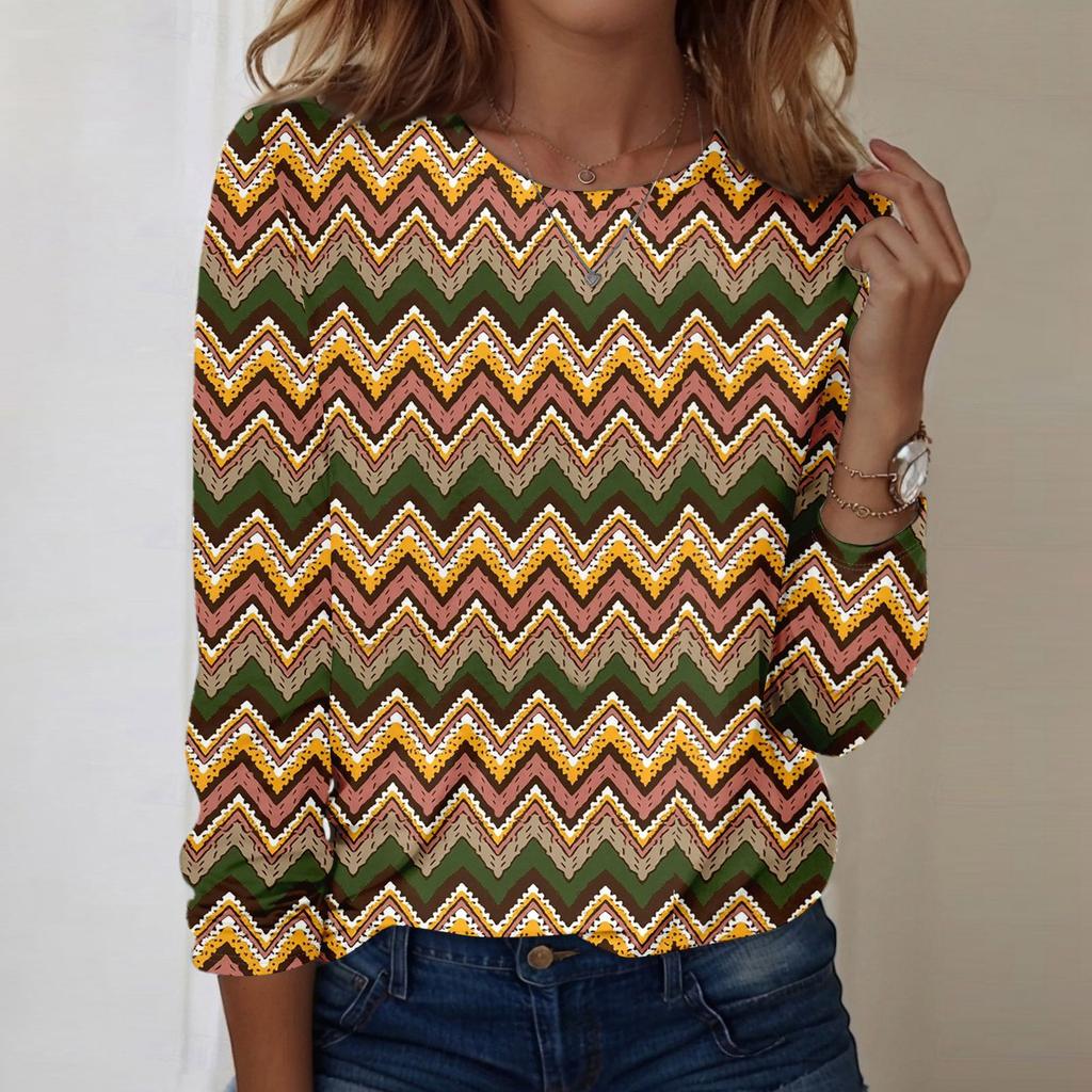 Long Sleeve Shirts For Women Cute Print Graphic Tees Blouses Casual Plus Size Basic Tops Pullover