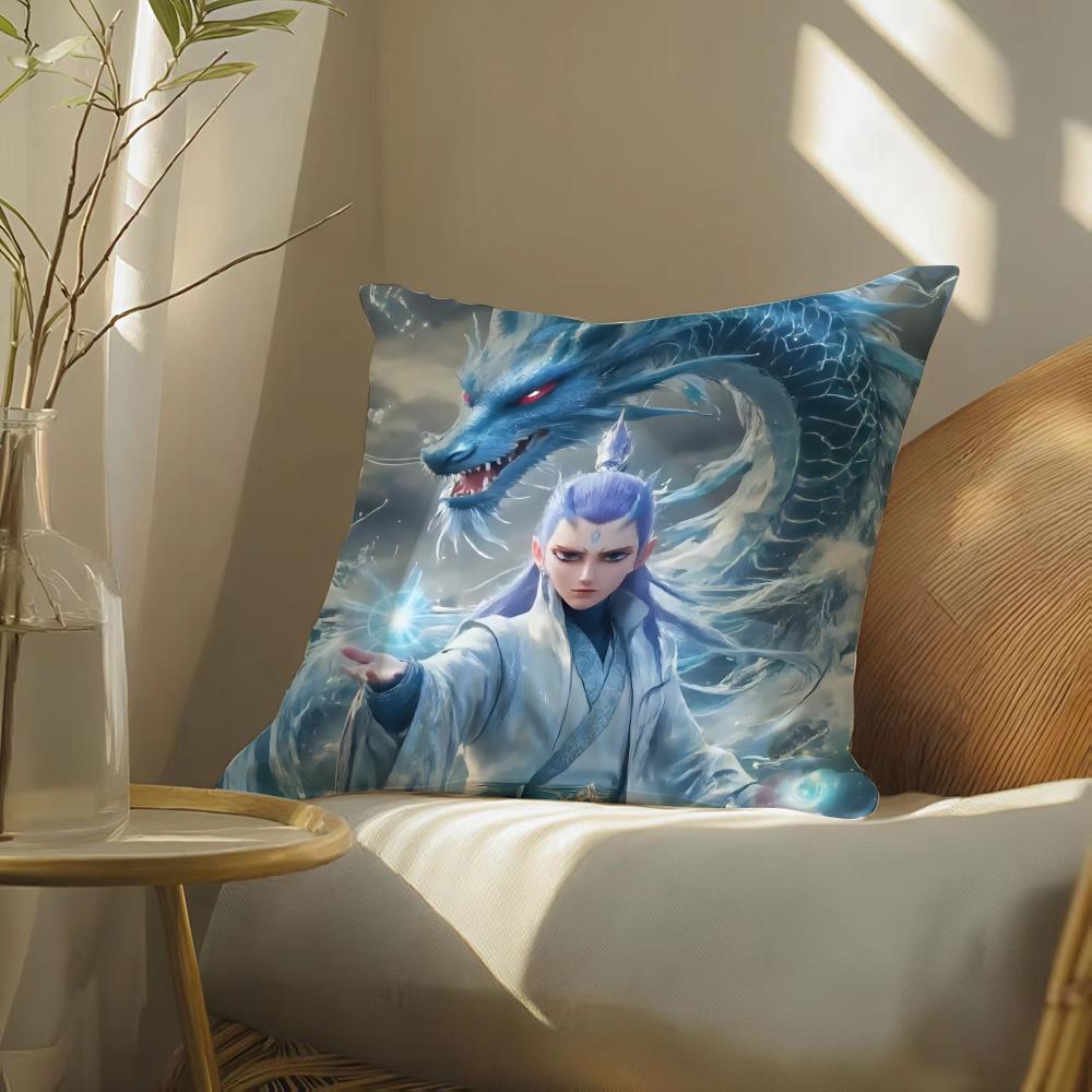 Chinese-Style Cartoon Art Film N-Ne Zha Pillow Case Pattern Printed Pillowcase For Living Room Sofa Cushion Cover