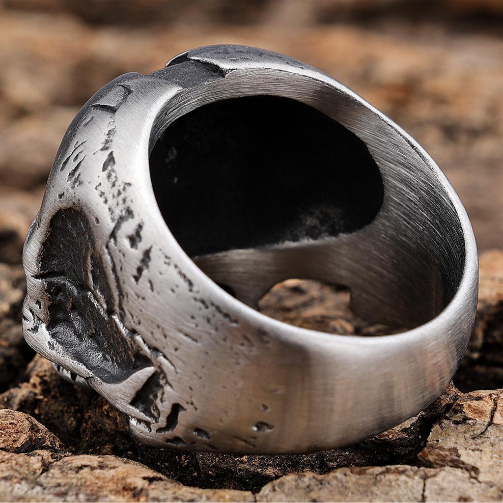 Men'S Pilot Vintage Skull Ring Locomotive Skull Skull Skull Ring