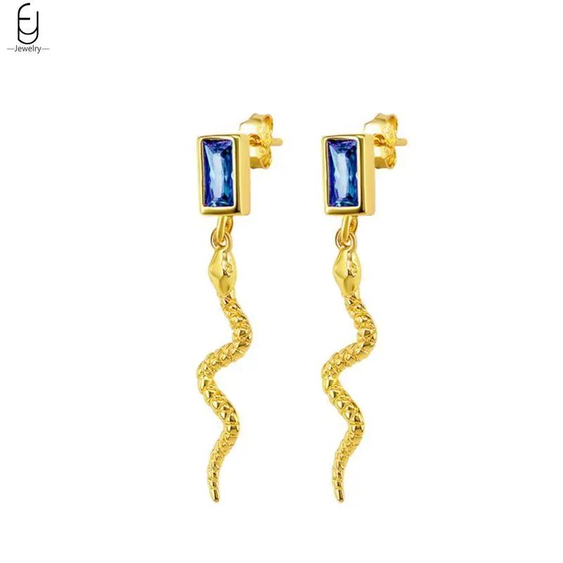 925 Silver Needle Vintage Snake Earrings Women Gold Round Ear Clips Punk Style Fashion Hoop Earrings Women Jewelry