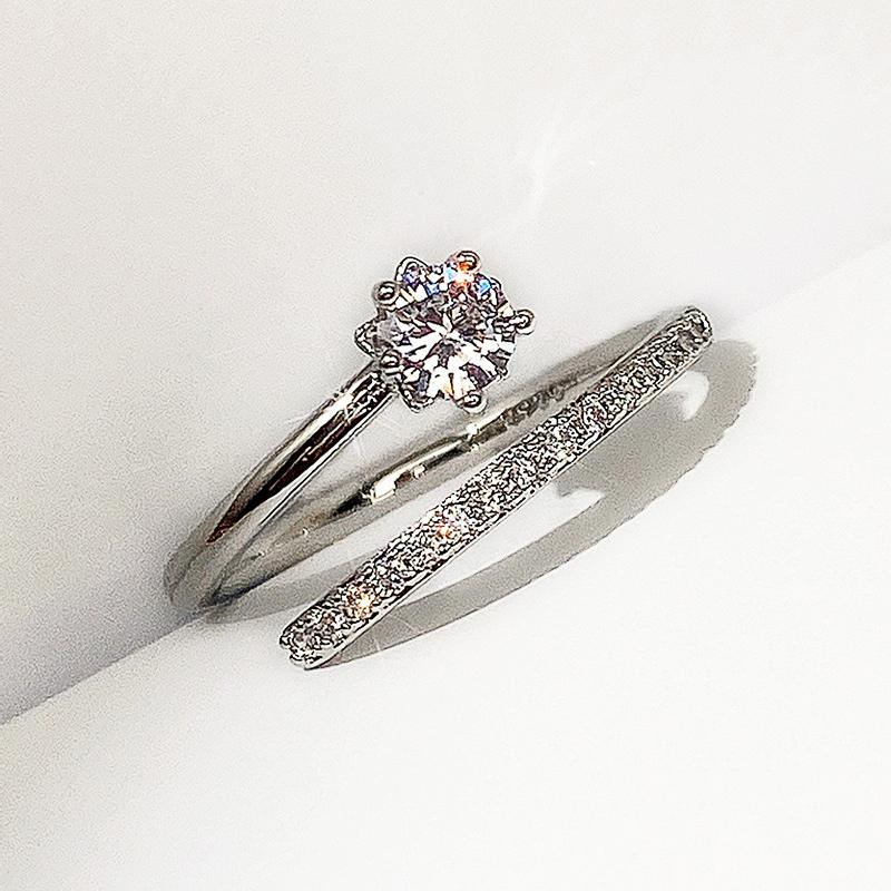 Luxury Silver Color Open Ring Women Wedding Accessories High Quality AAA Cubic Zirconia Ring Adjustable Fashion Jewelry